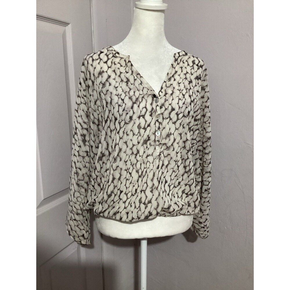 Sanctuary Animal Print Dolman Sleeve Pullover Blouse Beige XS
